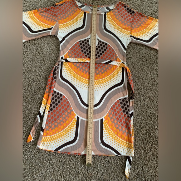 Trina Turk 100% Silk Dress Retro Tie Waist Sz 2 USA cocktail - Picture 9 of 12